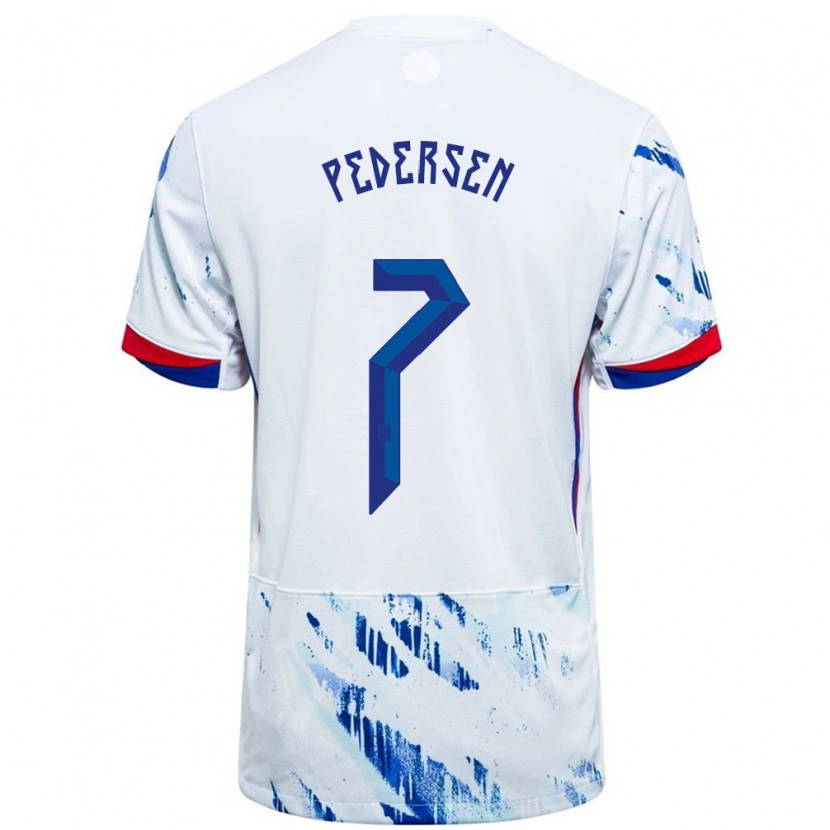 Danxen Herren Norwegen Mats Pedersen #7 Weiß Blau Auswärtstrikot Trikot 24-26 T-Shirt Schweiz