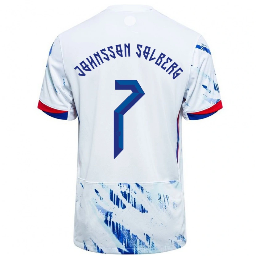 Danxen Herren Norwegen Elias Johnsson Solberg #7 Weiß Blau Auswärtstrikot Trikot 24-26 T-Shirt Schweiz