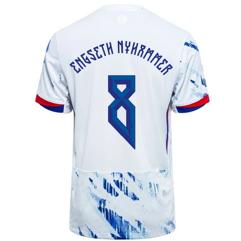 Danxen Herren Norwegen Troy Engseth Nyhammer #8 Weiß Blau Auswärtstrikot Trikot 24-26 T-Shirt Schweiz