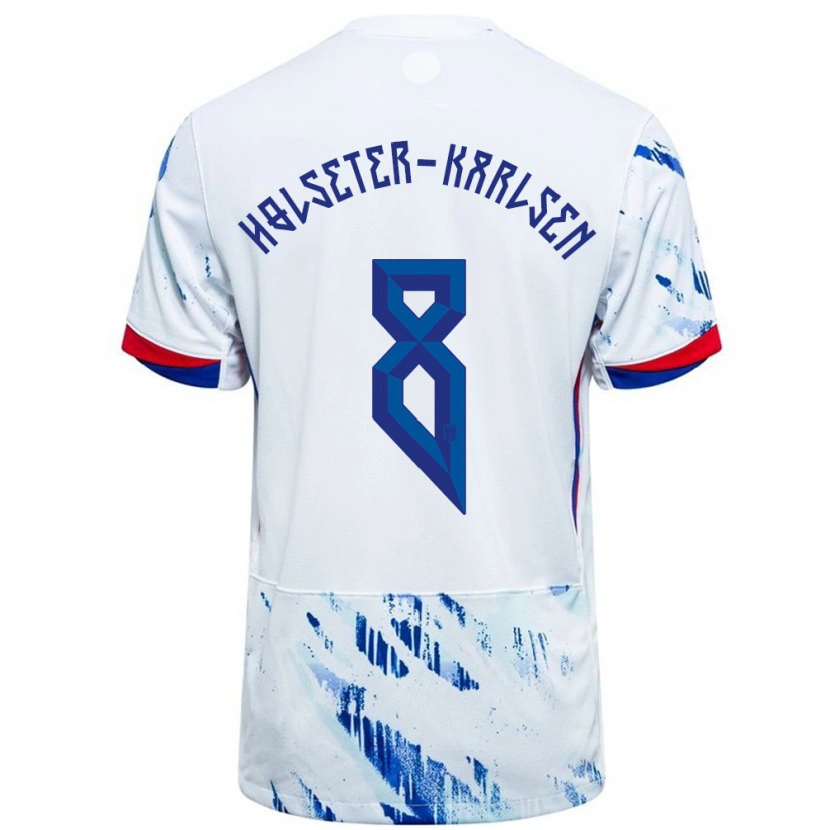 Danxen Herren Norwegen Philip Holseter-Karlsen #8 Weiß Blau Auswärtstrikot Trikot 24-26 T-Shirt Schweiz