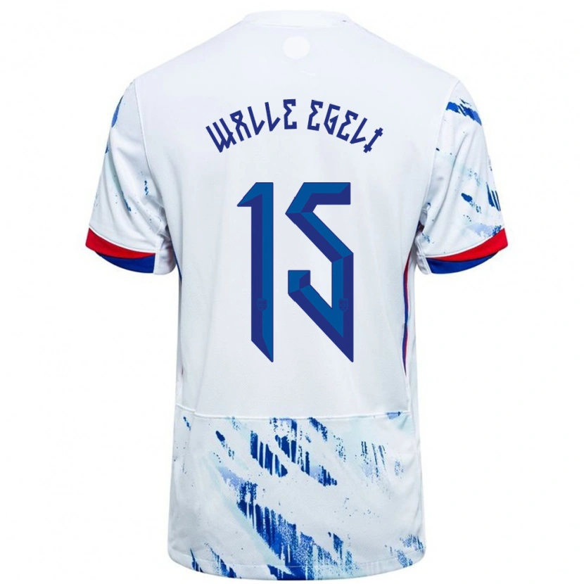 Danxen Herren Norwegen Sindre Walle Egeli #15 Weiß Blau Auswärtstrikot Trikot 24-26 T-Shirt Schweiz