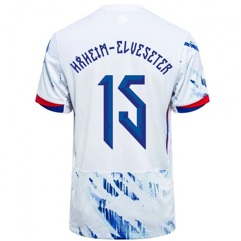 Danxen Herren Norwegen Martin Håheim-Elveseter #15 Weiß Blau Auswärtstrikot Trikot 24-26 T-Shirt Schweiz