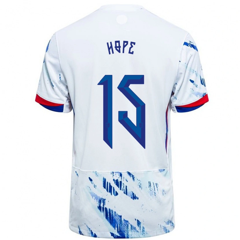 Danxen Herren Norwegen Mikkel Hope #15 Weiß Blau Auswärtstrikot Trikot 24-26 T-Shirt Schweiz
