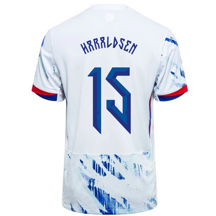 Danxen Herren Norwegen Henrik Haraldsen #15 Weiß Blau Auswärtstrikot Trikot 24-26 T-Shirt Schweiz