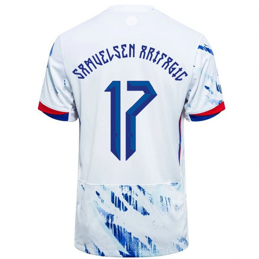 Danxen Herren Norwegen Elias Samuelsen Arifagic #17 Weiß Blau Auswärtstrikot Trikot 24-26 T-Shirt Schweiz