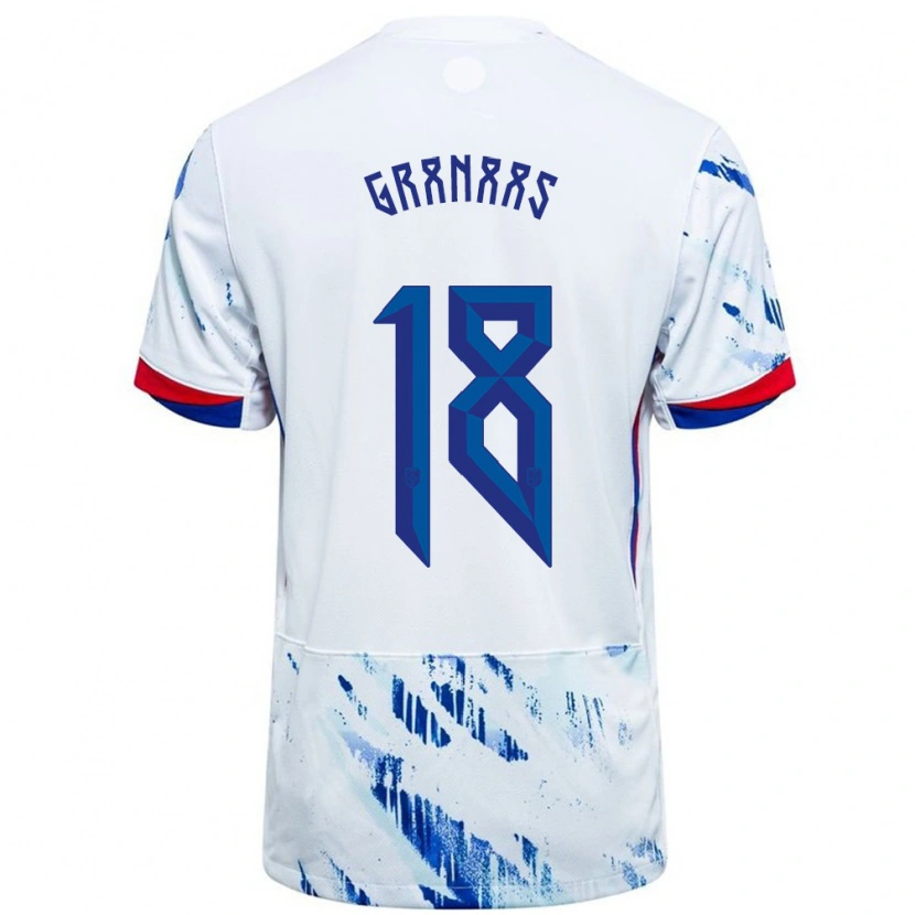 Danxen Herren Norwegen Sondre Granaas #18 Weiß Blau Auswärtstrikot Trikot 24-26 T-Shirt Schweiz