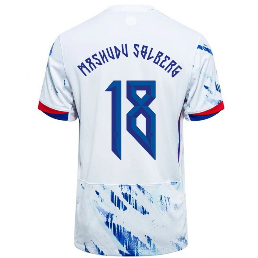 Danxen Herren Norwegen Mathias Mashudu Solberg #18 Weiß Blau Auswärtstrikot Trikot 24-26 T-Shirt Schweiz