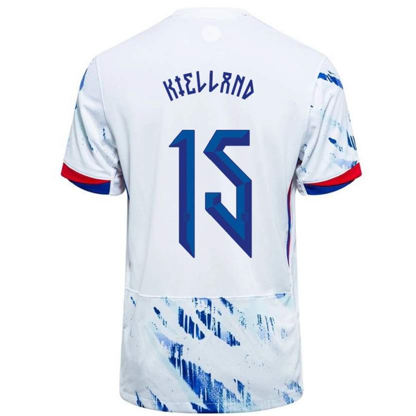 Danxen Herren Norwegen Justine Kielland #15 Weiß Blau Auswärtstrikot Trikot 24-26 T-Shirt Schweiz