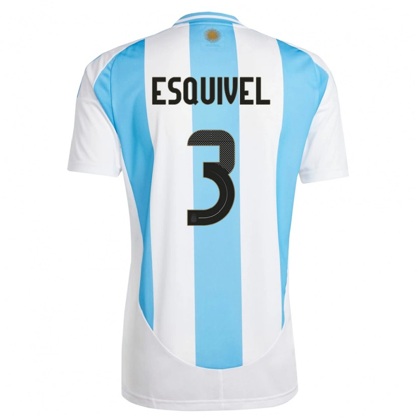 Danxen Damen Argentinien Lucas Esquivel #3 Weiß Blau Heimtrikot Trikot 24-26 T-Shirt Schweiz