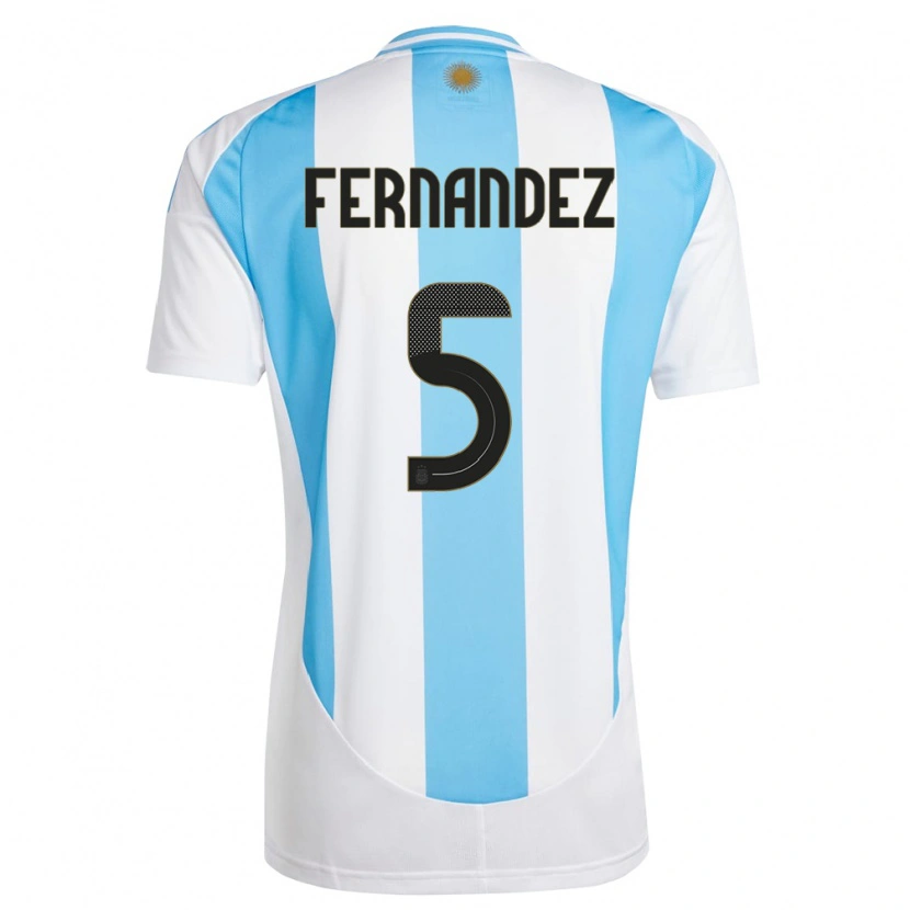 Danxen Damen Argentinien Ezequiel Fernández #5 Weiß Blau Heimtrikot Trikot 24-26 T-Shirt Schweiz
