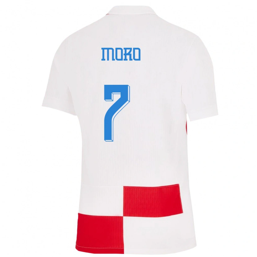 Danxen Damen Kroatien Nikola Moro #7 Weiß Rot Heimtrikot Trikot 24-26 T-Shirt Schweiz