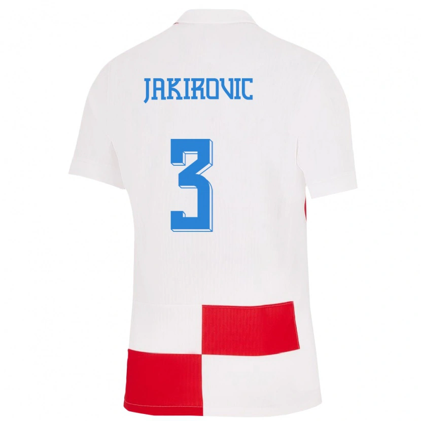 Danxen Damen Kroatien Leon Jakirovic #3 Weiß Rot Heimtrikot Trikot 24-26 T-Shirt Schweiz