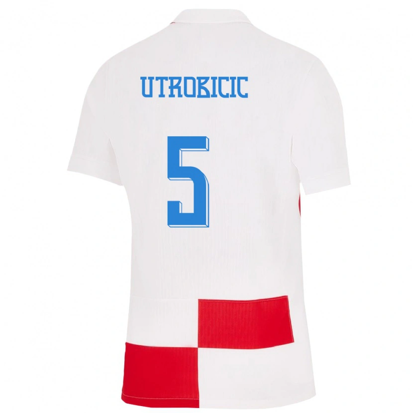 Danxen Damen Kroatien Ante Utrobicic #5 Weiß Rot Heimtrikot Trikot 24-26 T-Shirt Schweiz