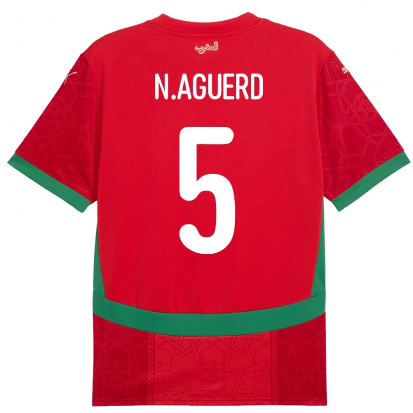 Danxen Damen Marokko Nayef Aguerd #5 Rot Heimtrikot Trikot 24-26 T-Shirt Schweiz