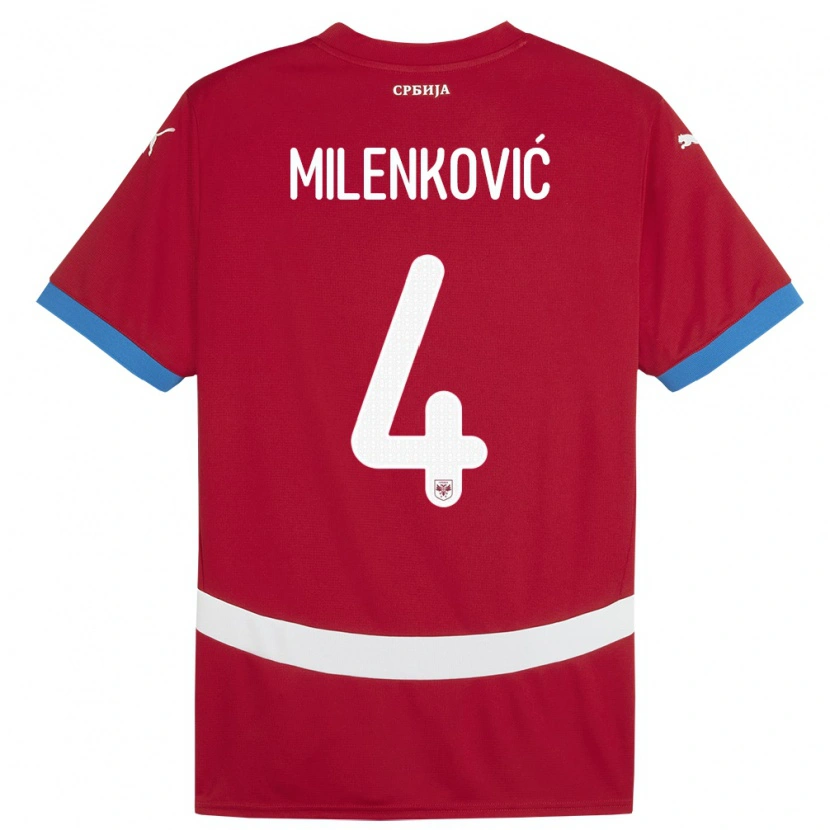 Danxen Damen Serbien Nikola Milenković #4 Rot Heimtrikot Trikot 24-26 T-Shirt Schweiz