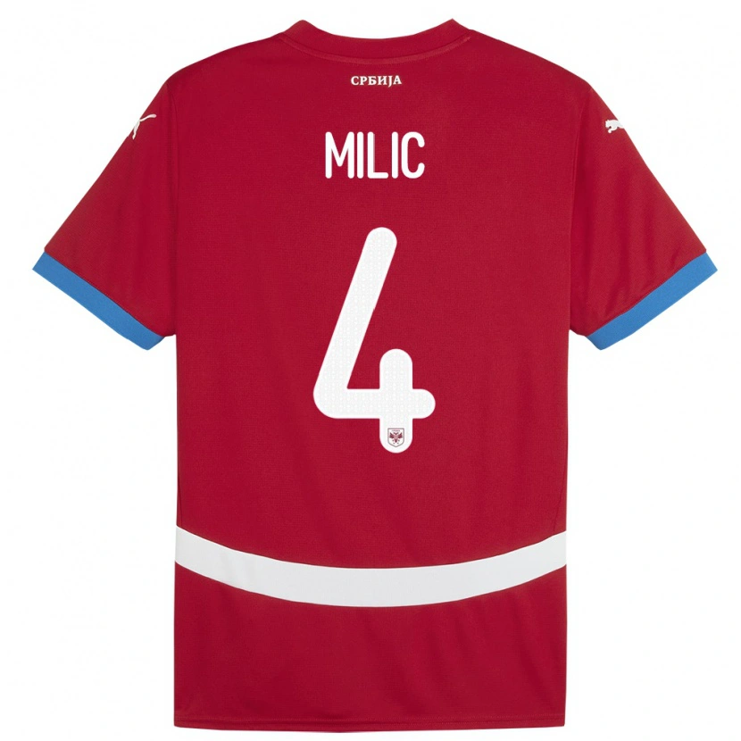 Danxen Damen Serbien Lazar Milic #4 Rot Heimtrikot Trikot 24-26 T-Shirt Schweiz