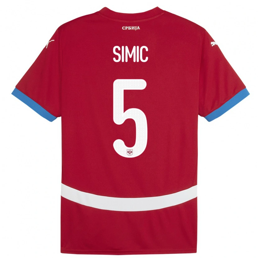 Danxen Damen Serbien Nikola Simic #5 Rot Heimtrikot Trikot 24-26 T-Shirt Schweiz