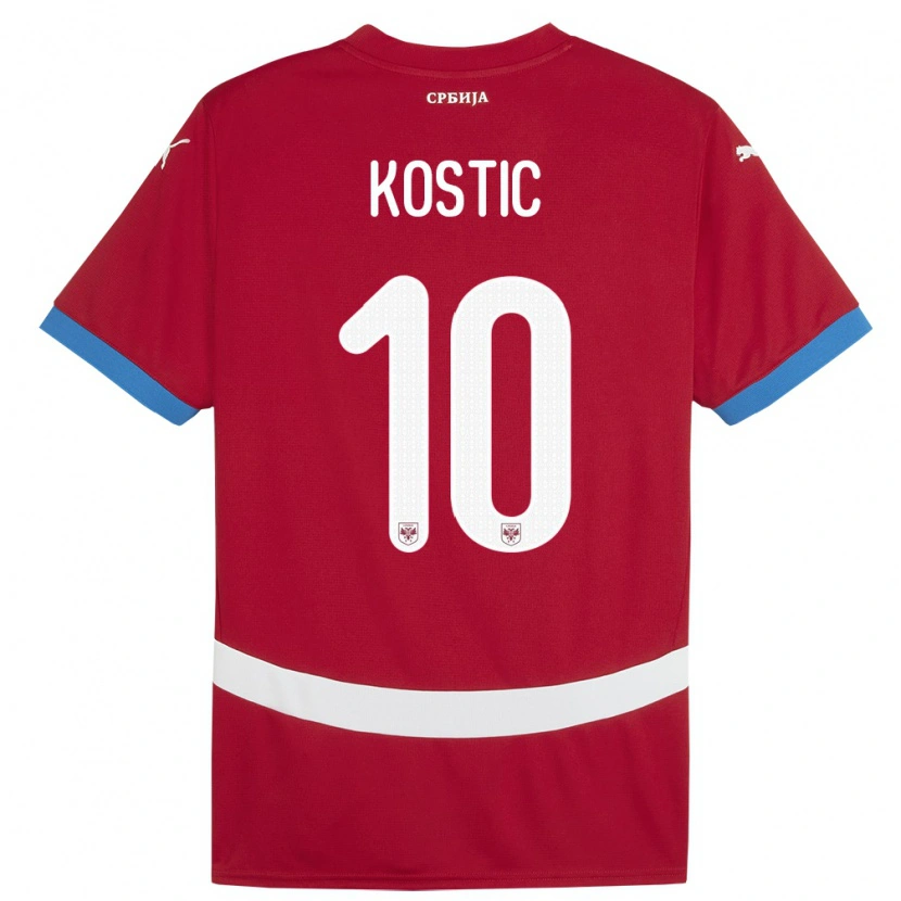Danxen Damen Serbien Bogdan Kostic #10 Rot Heimtrikot Trikot 24-26 T-Shirt Schweiz