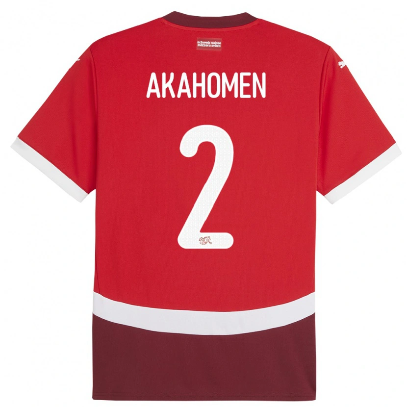 Danxen Damen Schweiz Marvin Akahomen #2 Rot Heimtrikot Trikot 24-26 T-Shirt Schweiz