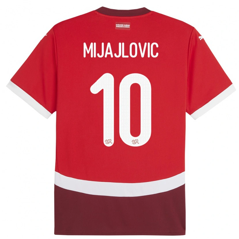 Danxen Damen Schweiz Mladen Mijajlovic #10 Rot Heimtrikot Trikot 24-26 T-Shirt Schweiz