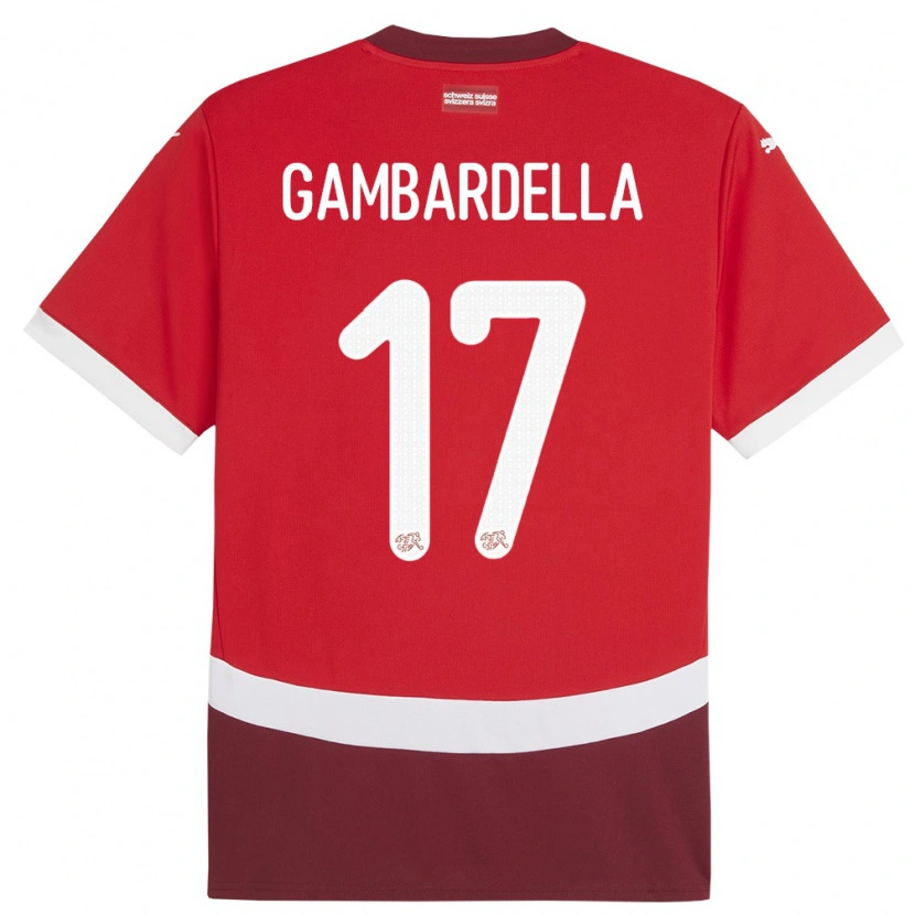 Danxen Damen Schweiz Matteo Gambardella #17 Rot Heimtrikot Trikot 24-26 T-Shirt Schweiz