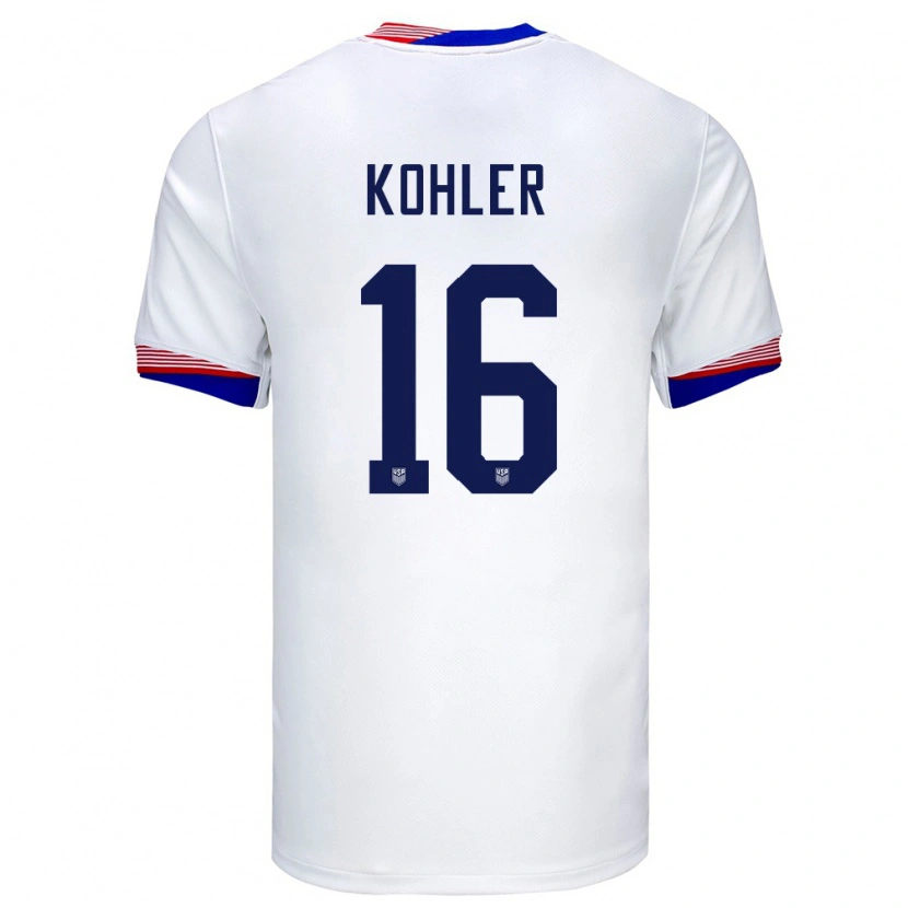 Danxen Damen Vereinigte Staaten Ethan Kohler #16 Weiß Heimtrikot Trikot 24-26 T-Shirt Schweiz