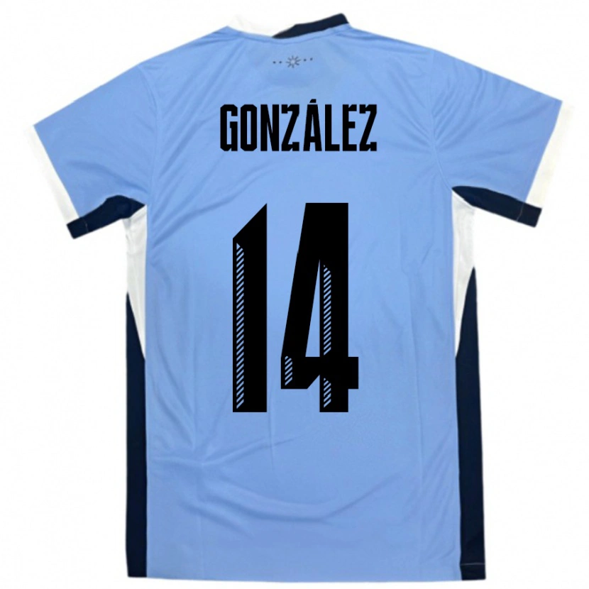 Danxen Damen Uruguay Pilar Gonzalez #14 Weiß Schwarz Heimtrikot Trikot 24-26 T-Shirt Schweiz