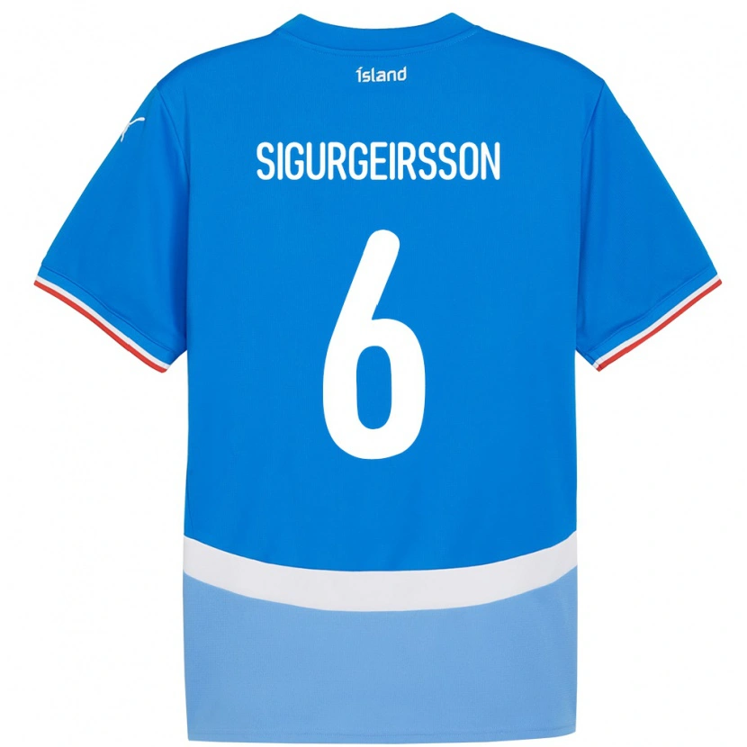 Danxen Damen Island Rúnar Thór Sigurgeirsson #6 Blau Heimtrikot Trikot 24-26 T-Shirt Schweiz