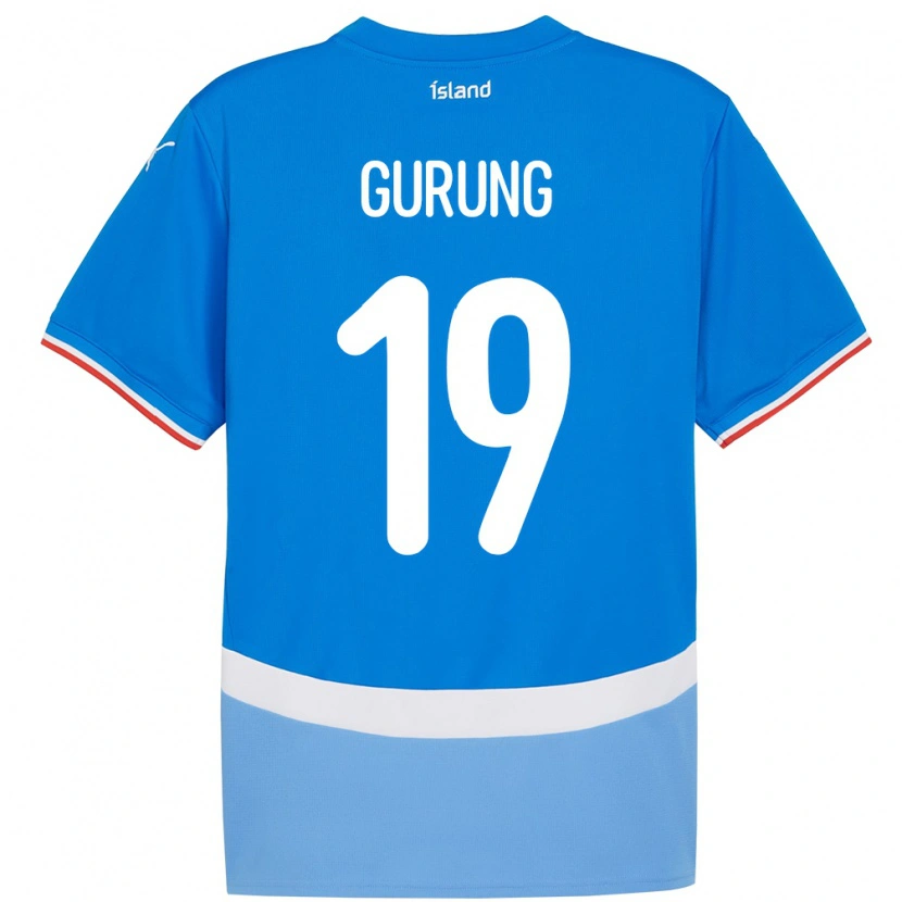 Danxen Damen Island Karan Gurung #19 Blau Heimtrikot Trikot 24-26 T-Shirt Schweiz