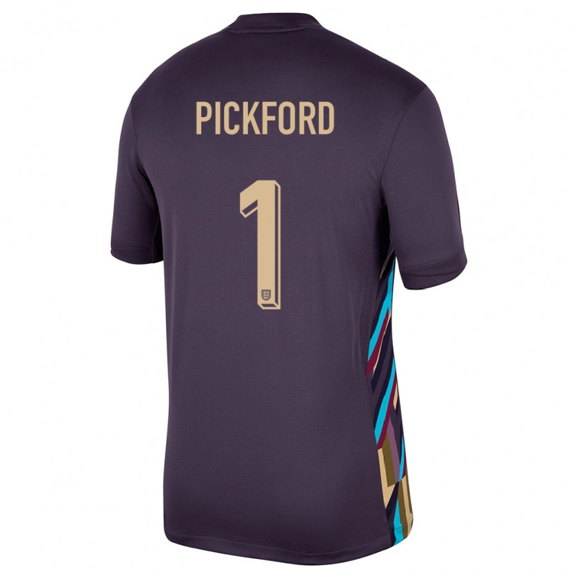 Danxen Damen England Jordan Pickford #1 Dunkle Rosine Auswärtstrikot Trikot 24-26 T-Shirt Schweiz