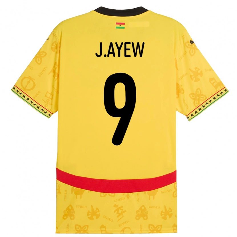 Danxen Damen Ghana Jordan Ayew #9 Gelb Auswärtstrikot Trikot 24-26 T-Shirt Schweiz