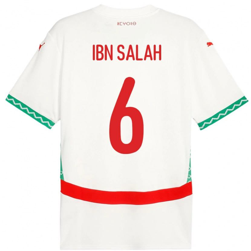 Danxen Damen Marokko Oualid Ibn Salah #6 Weiß Auswärtstrikot Trikot 24-26 T-Shirt Schweiz