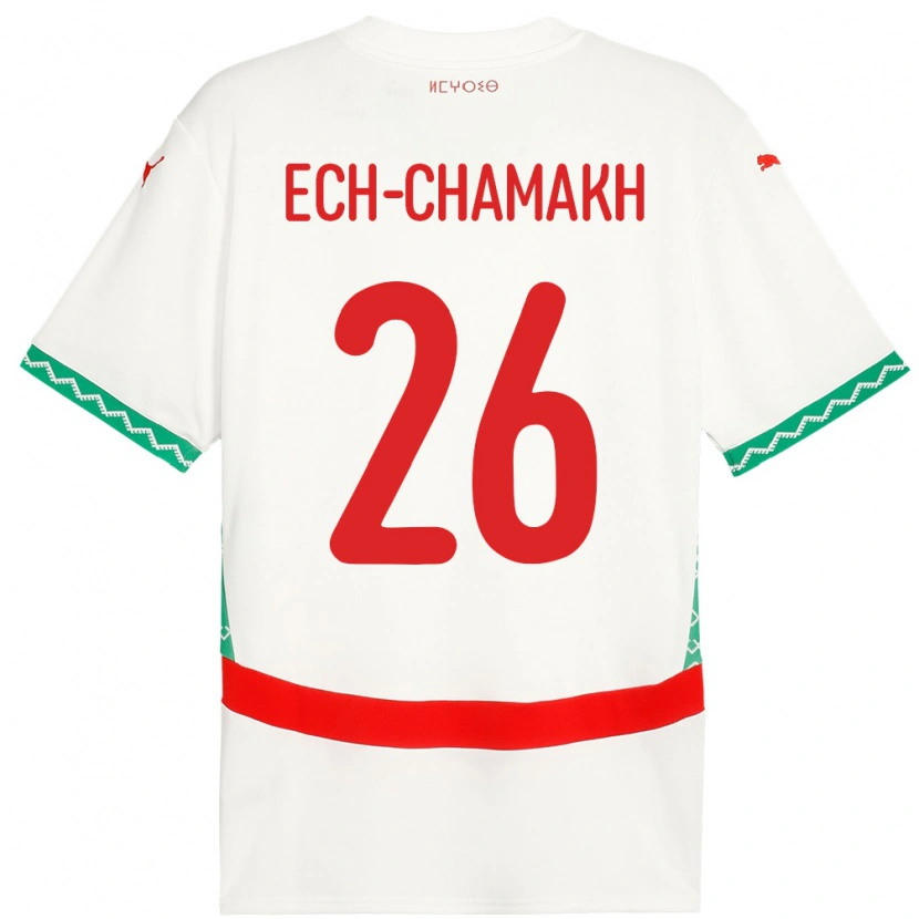 Danxen Damen Marokko Jamal Ech-Chamakh #26 Weiß Auswärtstrikot Trikot 24-26 T-Shirt Schweiz