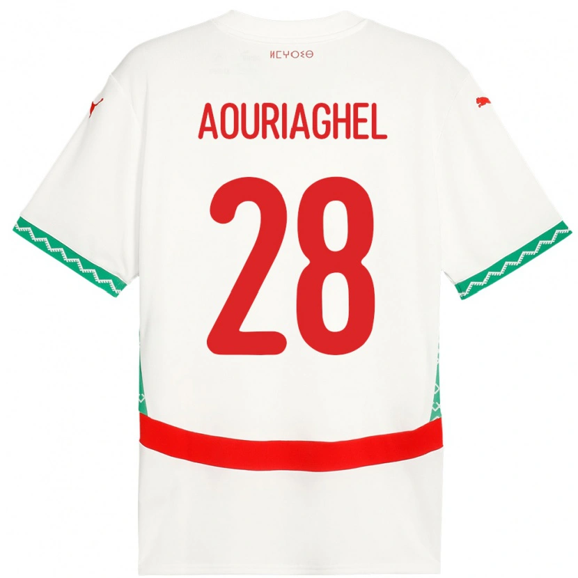 Danxen Damen Marokko Yassin Aouriaghel #28 Weiß Auswärtstrikot Trikot 24-26 T-Shirt Schweiz