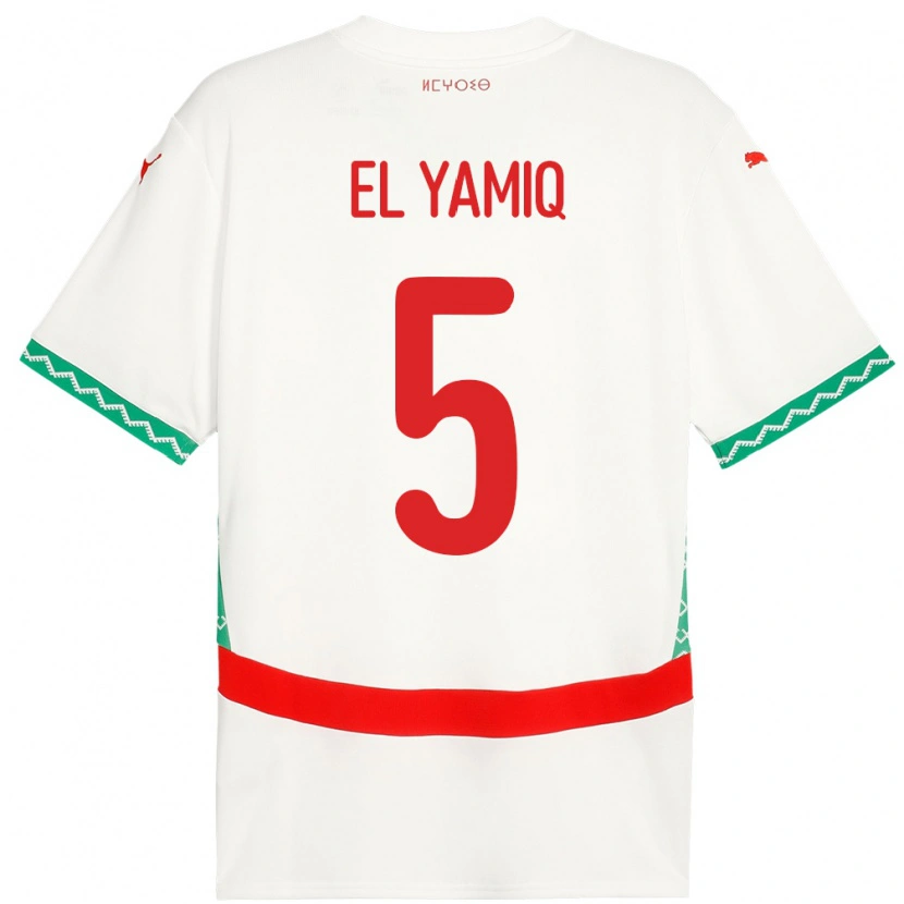 Danxen Damen Marokko Jawad El Yamiq #5 Weiß Auswärtstrikot Trikot 24-26 T-Shirt Schweiz