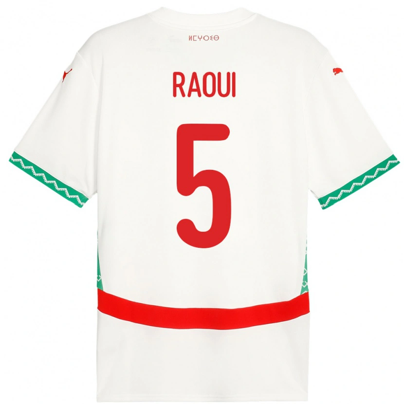 Danxen Damen Marokko Oussama Raoui #5 Weiß Auswärtstrikot Trikot 24-26 T-Shirt Schweiz