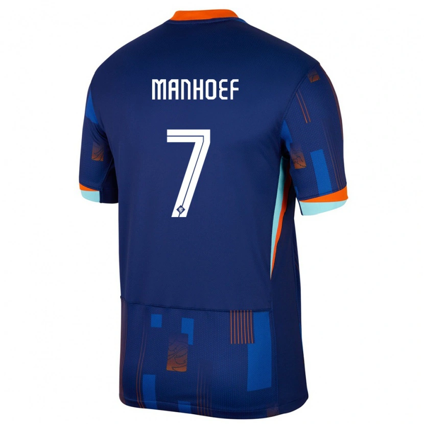 Danxen Damen Niederlande Million Manhoef #7 Blau Auswärtstrikot Trikot 24-26 T-Shirt Schweiz