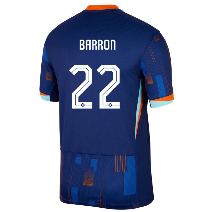 Danxen Damen Niederlande Eternal Barron #22 Blau Auswärtstrikot Trikot 24-26 T-Shirt Schweiz