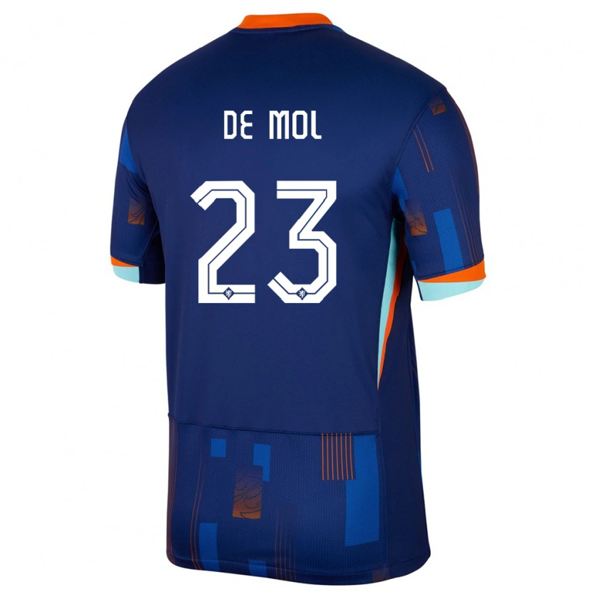 Danxen Damen Niederlande Stenn De Mol #23 Blau Auswärtstrikot Trikot 24-26 T-Shirt Schweiz