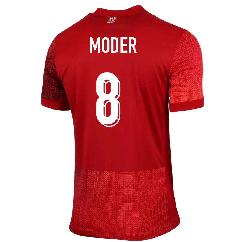 Danxen Damen Polen Jakub Moder #8 Rot Auswärtstrikot Trikot 24-26 T-Shirt Schweiz