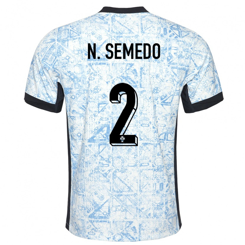 Danxen Damen Portugal Nélson Semedo #2 Cremeblau Auswärtstrikot Trikot 24-26 T-Shirt Schweiz
