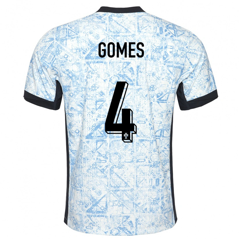 Danxen Damen Portugal Luís Gomes #4 Cremeblau Auswärtstrikot Trikot 24-26 T-Shirt Schweiz