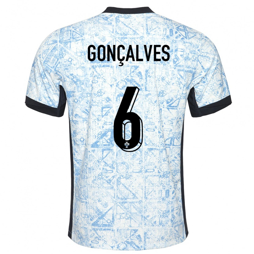 Danxen Damen Portugal Rodrigo Gonçalves #6 Cremeblau Auswärtstrikot Trikot 24-26 T-Shirt Schweiz