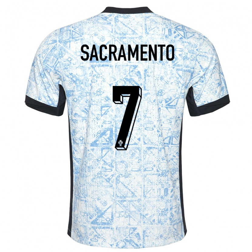 Danxen Damen Portugal Medgilson Sacramento #7 Cremeblau Auswärtstrikot Trikot 24-26 T-Shirt Schweiz