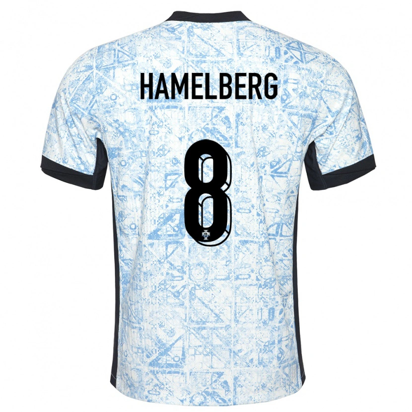 Danxen Damen Portugal Eric Hamelberg #8 Cremeblau Auswärtstrikot Trikot 24-26 T-Shirt Schweiz