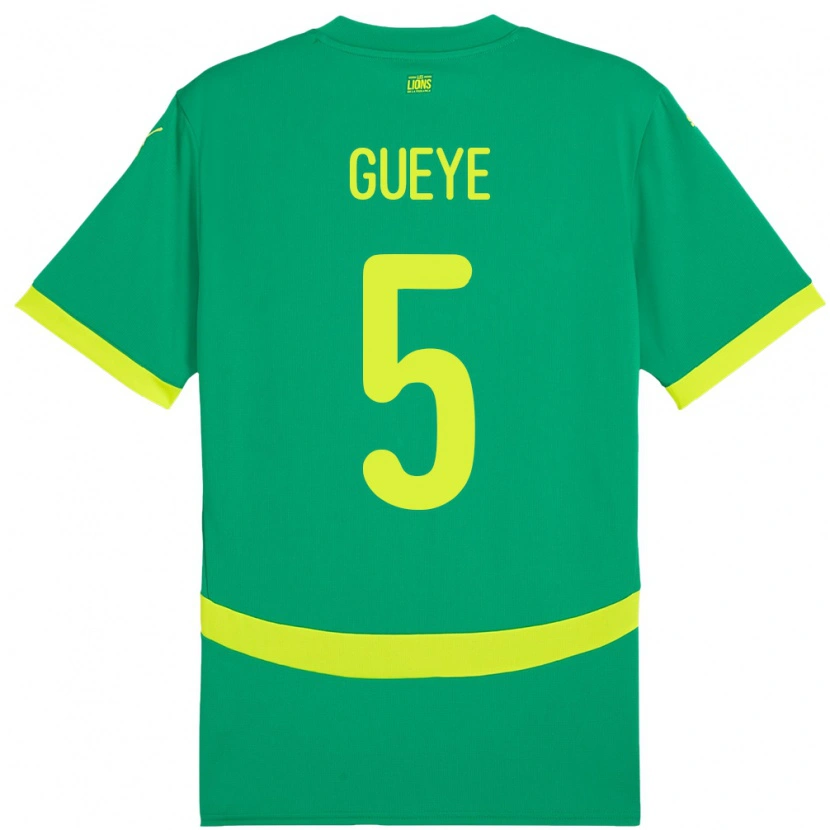 Danxen Damen Senegal Idrissa Gueye #5 Grün Auswärtstrikot Trikot 24-26 T-Shirt Schweiz