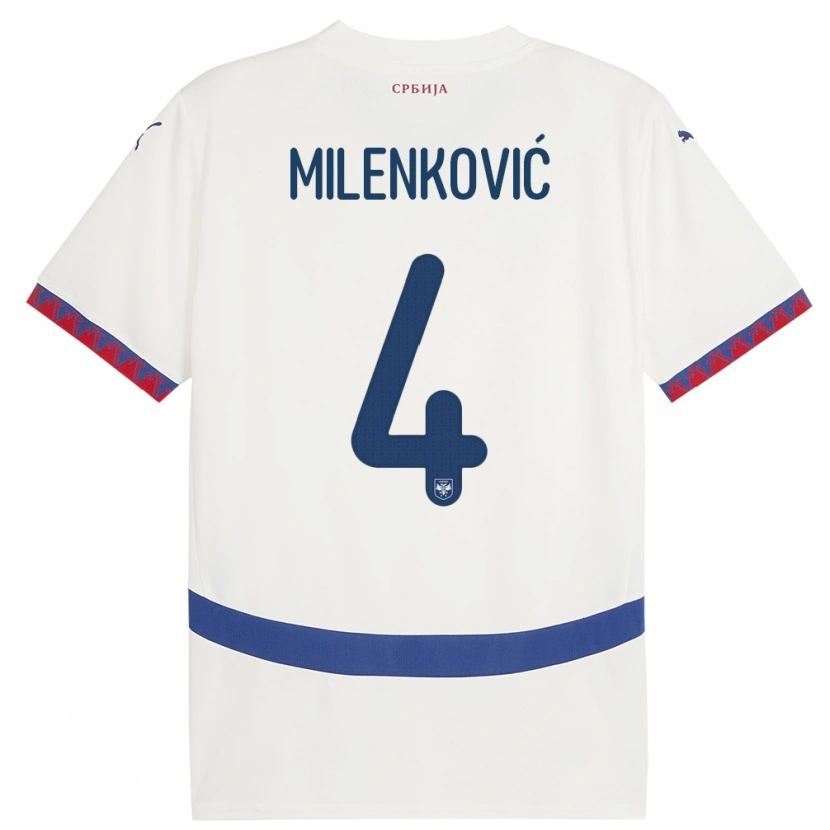Danxen Damen Serbien Nikola Milenković #4 Weiß Auswärtstrikot Trikot 24-26 T-Shirt Schweiz