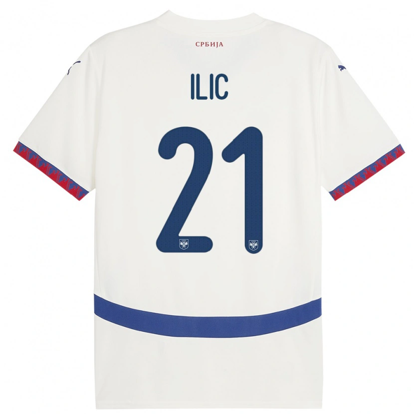 Danxen Damen Serbien Veljko Ilic #21 Weiß Auswärtstrikot Trikot 24-26 T-Shirt Schweiz