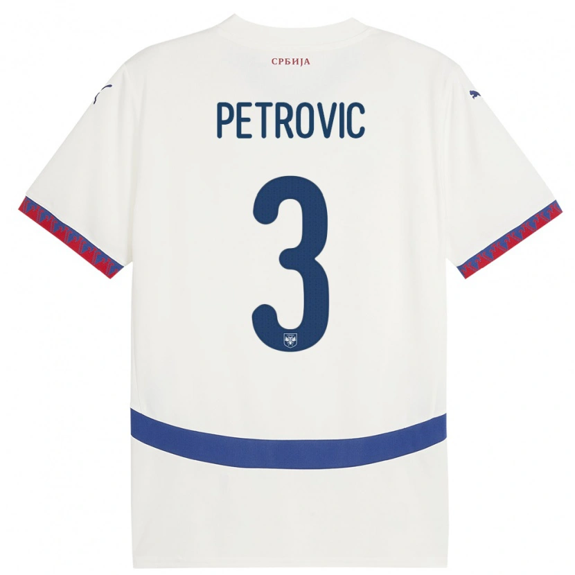 Danxen Damen Serbien Stefan Petrovic #3 Weiß Auswärtstrikot Trikot 24-26 T-Shirt Schweiz
