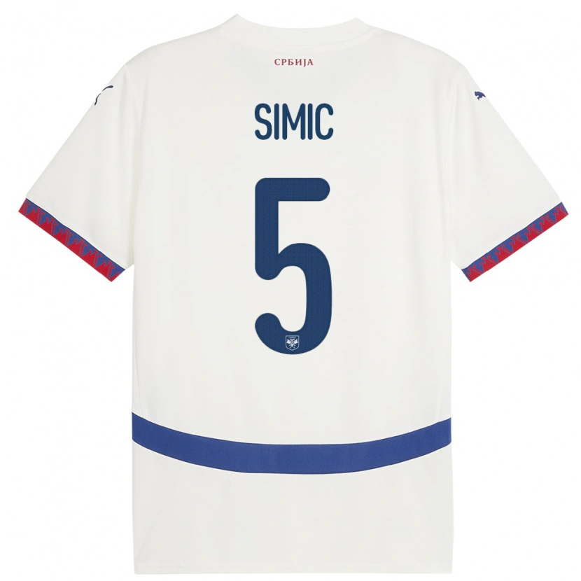 Danxen Damen Serbien Nikola Simic #5 Weiß Auswärtstrikot Trikot 24-26 T-Shirt Schweiz